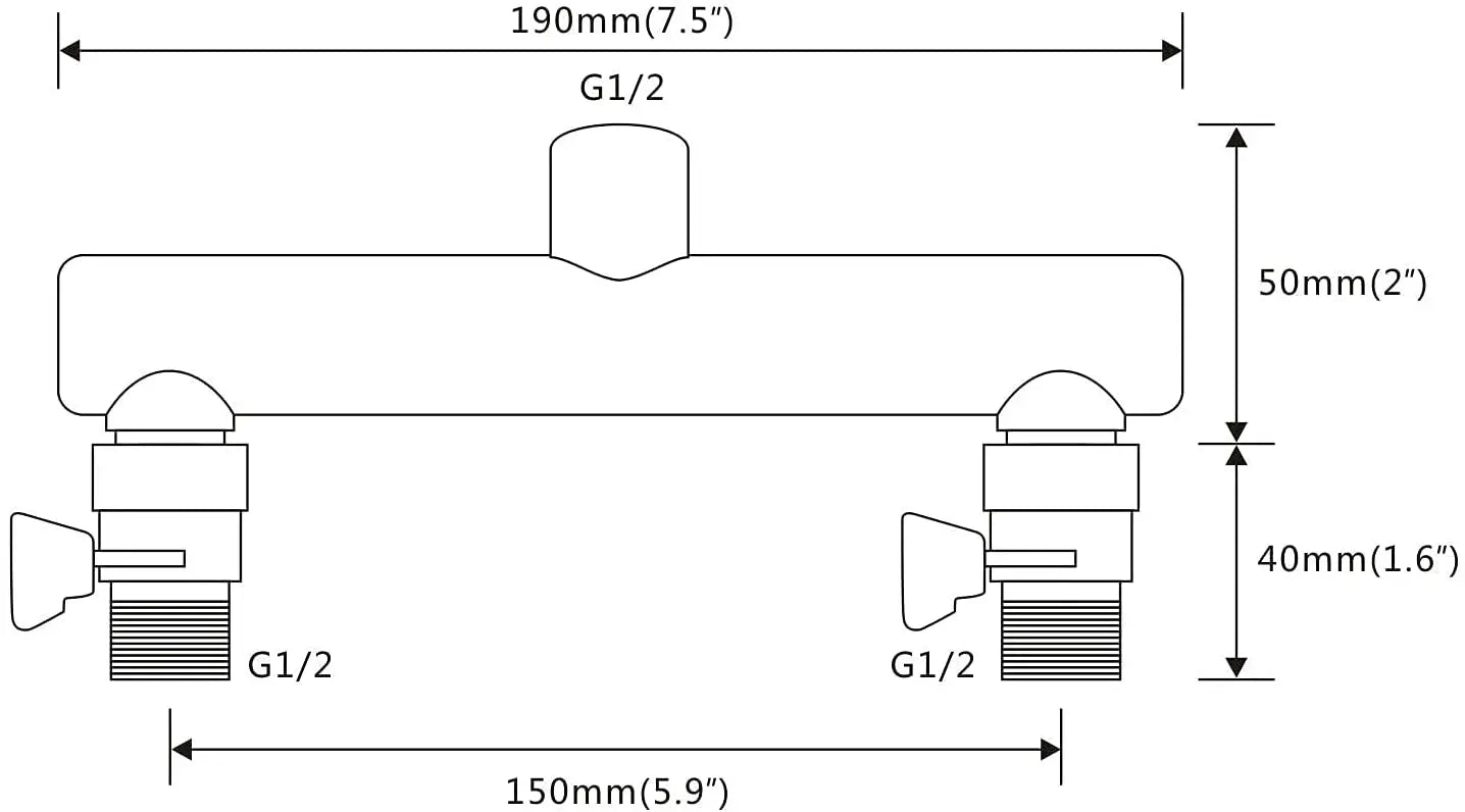 Shower Head Manifold with Double Outlet and Shut Off Valves for Dual Sprayer Showering System,Can Connect Two Showerheads